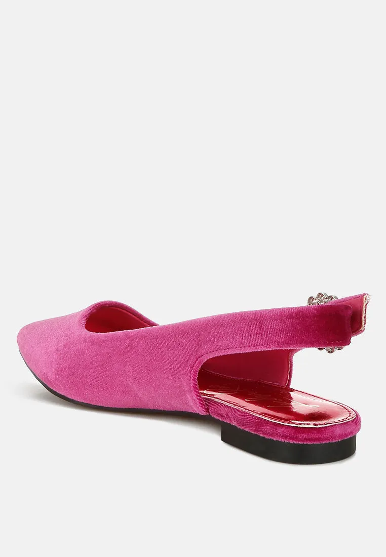 Velvet Slingback Flat Sandals bu RUW