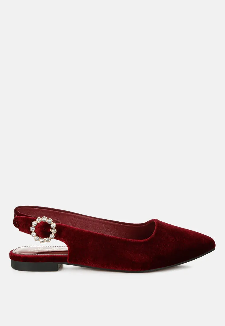 Velvet Slingback Flat Sandals bu RUW