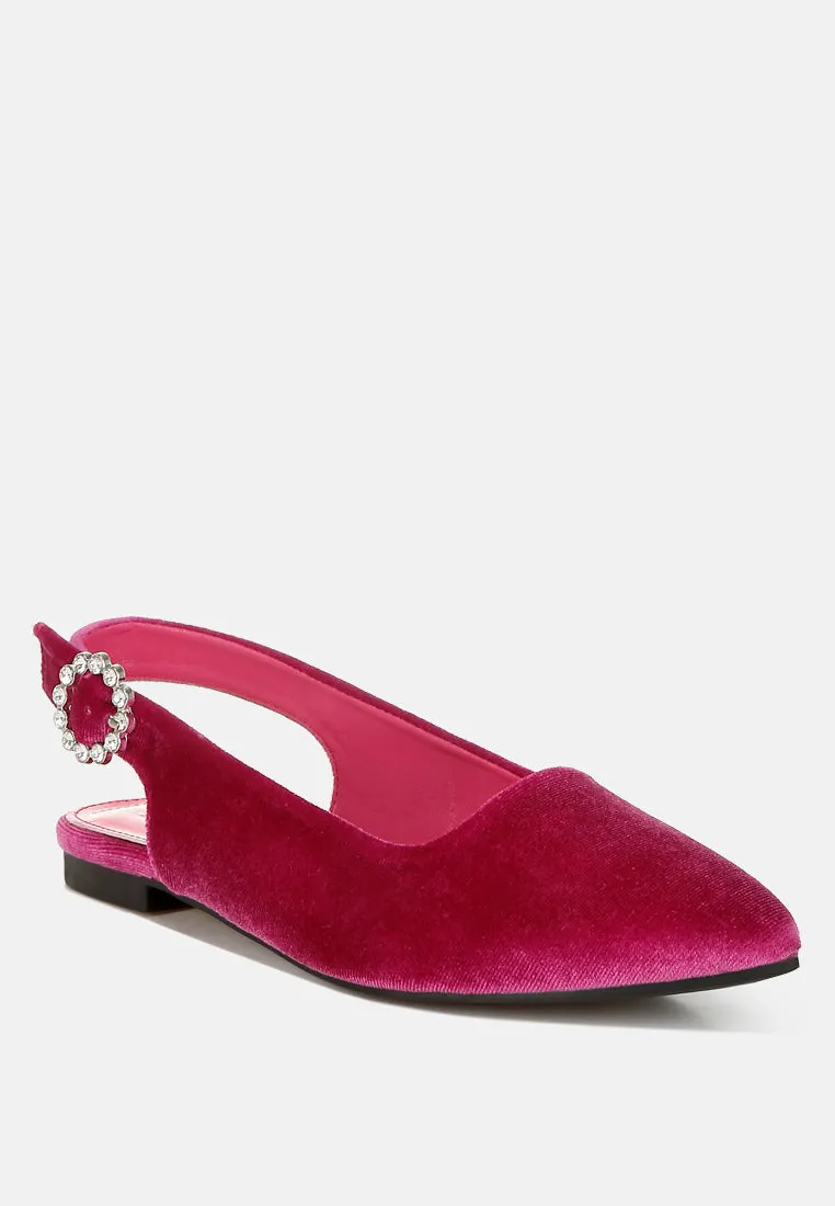 Velvet Slingback Flat Sandals bu RUW