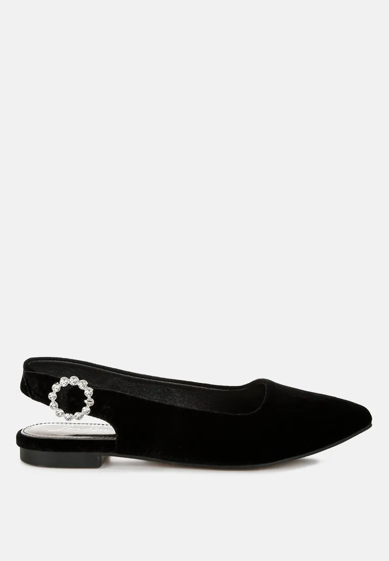 Velvet Slingback Flat Sandals bu RUW