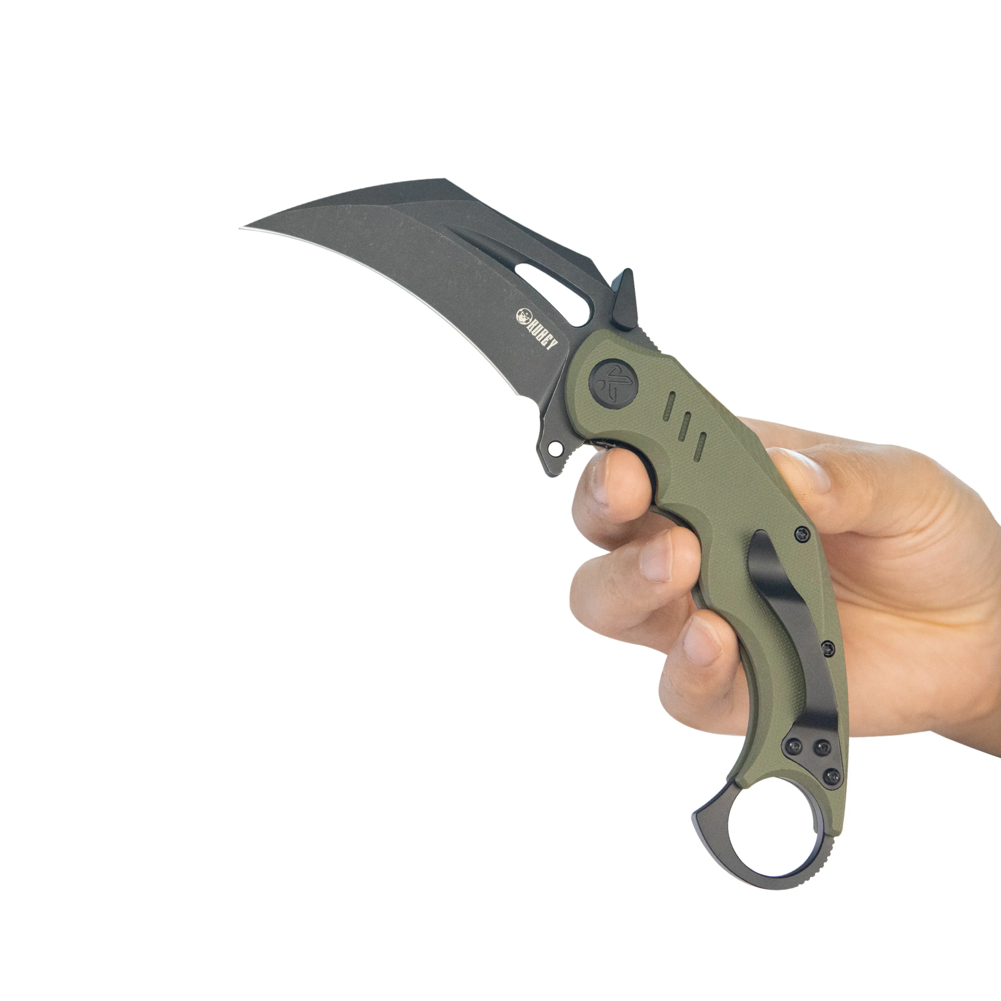 Wrath Karambit Folding Knife Green G-10 Handle 2.68 Blackwash 14C28N Blade KU261F