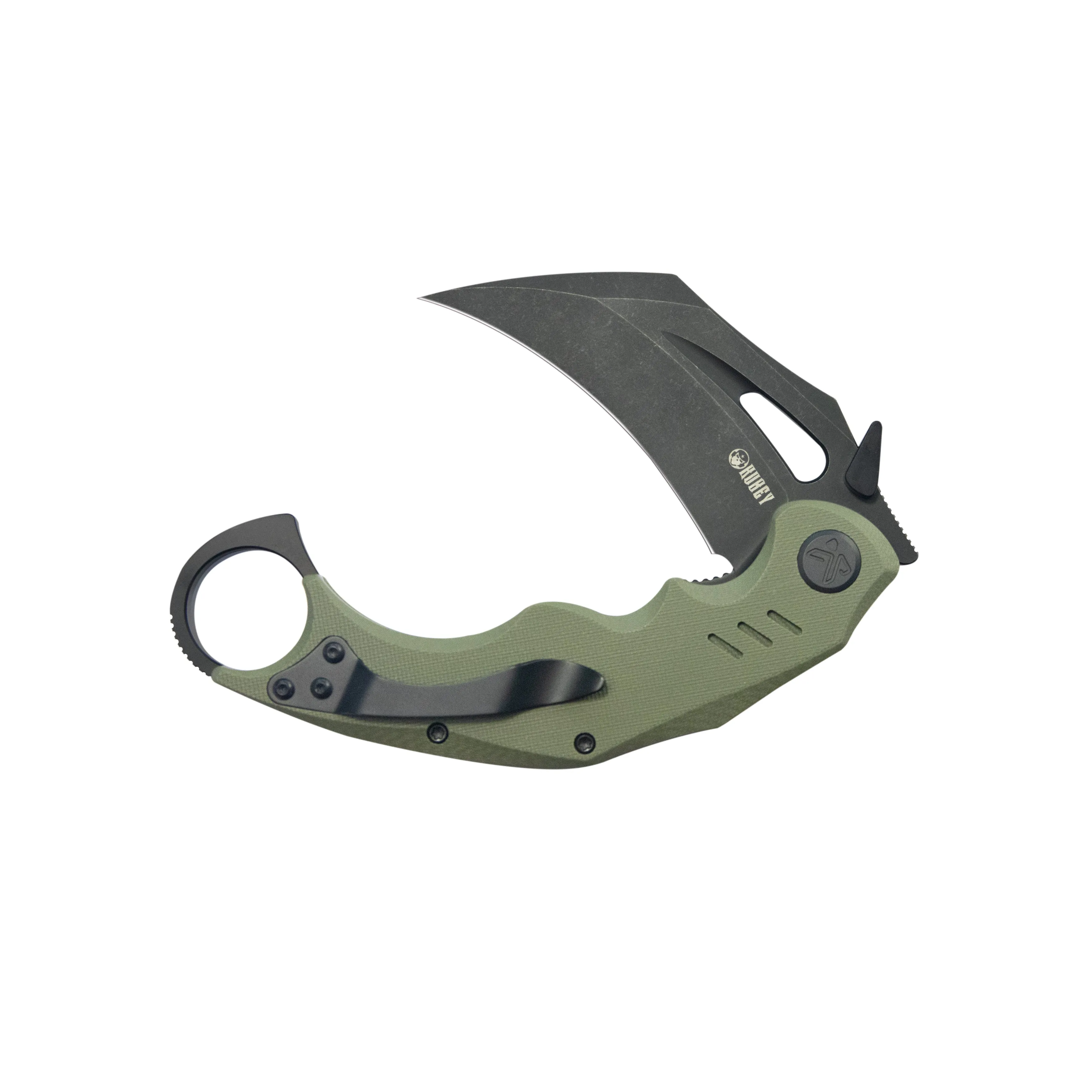 Wrath Karambit Folding Knife Green G-10 Handle 2.68 Blackwash 14C28N Blade KU261F