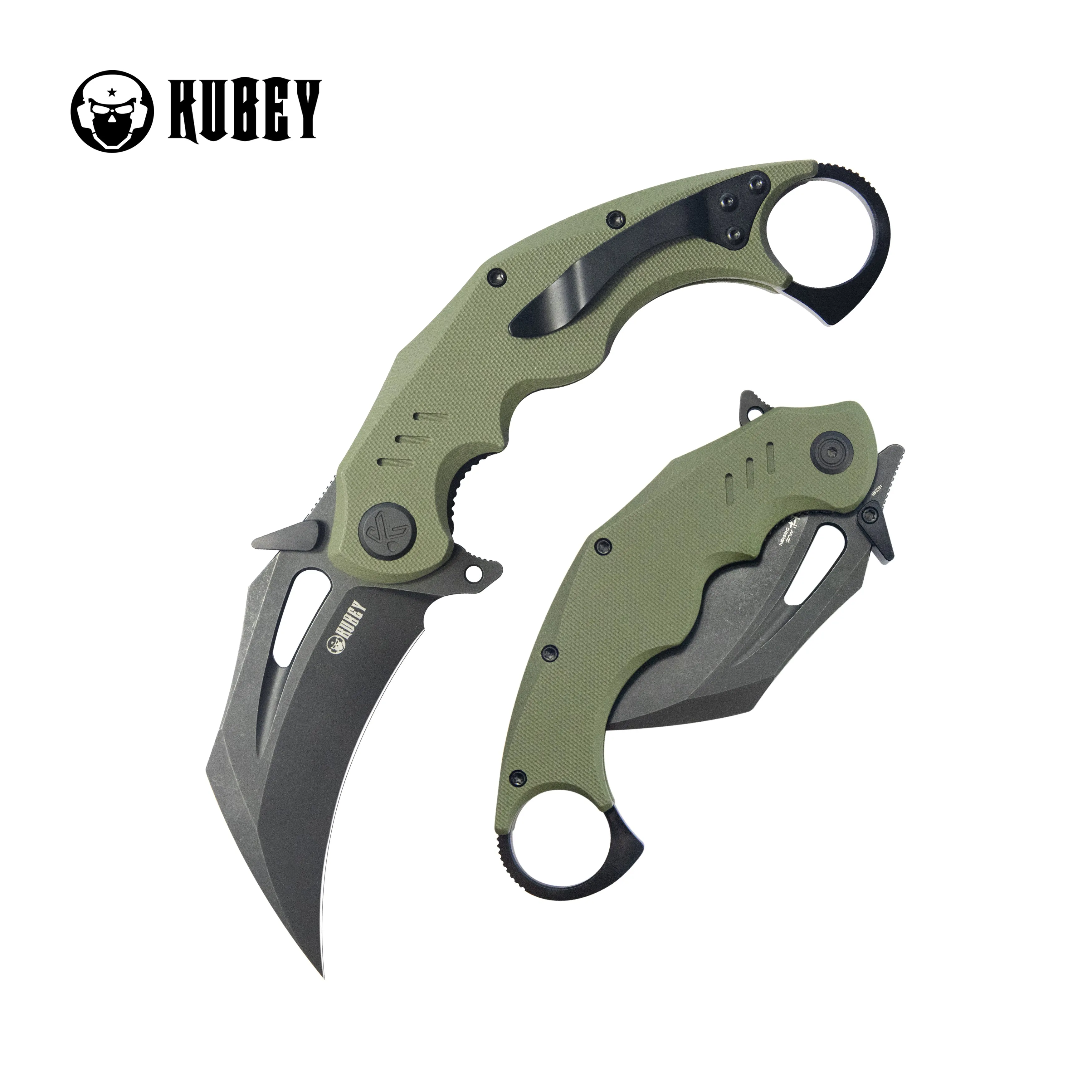 Wrath Karambit Folding Knife Green G-10 Handle 2.68 Blackwash 14C28N Blade KU261F